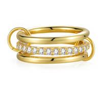 Emibele Anelli Impilabili Per Le Donne, Anelli D'Oro Che Non Si Appannano, Fasce D'Argento Con Zirconia Cubica, Fasce Impilabili Miste A Due Tonalità, Regalo Di Gioielli Per Le Donne, Misura 6-10