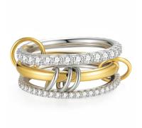 Emibele Anelli Impilabili Per Le Donne, Anelli D'Oro Che Non Si Appannano, Fasce D'Argento Con Zirconia Cubica, Fasce Impilabili Miste A Due Tonalità, Regalo Di Gioielli Per Le Donne, Misura 6-10