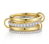 Emibele Anelli Impilabili Per Le Donne, Anelli D'Oro Che Non Si Appannano, Fasce D'Argento Con Zirconia Cubica, Fasce Impilabili Miste A Due Tonalità, Regalo Di Gioielli Per Le Donne, Misura 7