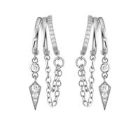 Emibele Argento Huggie Pendenti Orecchini Per Donne Non Scoloriscono Triplo Cerchi Orecchini Caduta Zirconia Trendy Ipoallergenico Catena Lunga Huggie Pendenti Moderno Gioiello Regalo