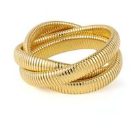 Emibele Bracciale a Torsione, Bracciale in Acciaio Inossidabile Pesante a 3 Strati con Impilato Placcato 18K, Bracciale Elastico Flessibile con Tripla Catena a Serpente per Donna, Oro