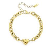 Emibele Bracciale con cuore d'oro per le Donne, in Acciaio inossidabile Placcato oro 18 Carati, Regolabile con Ciondolo a Forma di Cuore, Regali di Moda per San Valentino e per la Festa Della Mamma