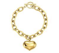 Emibele Bracciale d'oro a Cuore per le Donne, in Acciaio inossidabile Placcato oro 18 Carati, Chiusura OT con Ciondolo a Cuore, Gioielli Regali per San Valentino, Festa della Mamma e Compleanni