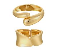 Emibele Bracciale d'Oro, Bracciale Bangle Aperto Placcato Oro 18 Carati, Set di Bracciali A Goccia Con Cerniera Per Le Donne, Regalo di Gioielli Che Non Si Appannano, 2 Pack