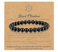 Emibele Bracciale Occhio di Tigre per Uomini, Bracciale Chakra Cristallo Naturale per Energia Positiva Ridurre Ansia, Gioiello Spirituale 8mm perle Tonde Pietre Gioiello Regalo per Donne Uomini