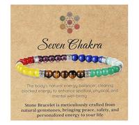 Emibele Bracciale Occhio di Tigre per Uomini, Bracciale Chakra Cristallo Naturale per Energia Positiva Ridurre Ansia, Gioiello Spirituale 8mm perle Tonde Pietre Gioiello Regalo per Donne Uomini