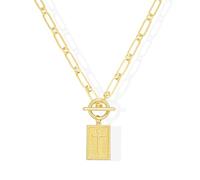 Emibele Collana con croce per donna, placcata oro 14K anti-ossidazione, catena paperclip con chiusura a T, gioielli cristiani, idea regalo per compleanno o Natale per donne