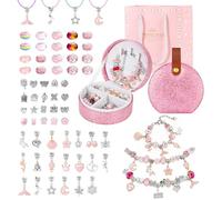 Emibele Kit Braccialetti Bambina Età 5 6 7 8-12, Kit Creazione Gioielli Con Scatola Gioielli Portatile, Kit Braccialetti Fai Da Te Bambina Ragazze Regalo Per Compleanno Natale