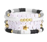 Emibele Set di Braccialetti dell'Amicizia di Taylor da 5 Pezzi, Braccialetto Ispirato a Reputation, Braccialetto Colorato con Perline d'Argilla per Ragazze, Donne e Adolescenti, Grigio