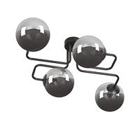 Emibig BRENDI Lampada da soffitto semi-incasso a braccio multibraccio nero con paralumi in vetro grafite, 4x E14