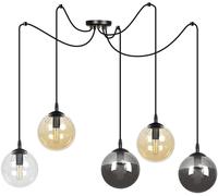 Emibig Gigi lampada sospesa 5x10 W nero-trasparente-ambra-grafite 939/5