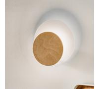 EMIBIG LIGHTING Applique Circle in bianco, pannello decorativo in legno chiaro EMIBIG LIGHTING