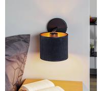 EMIBIG LIGHTING Applique Jari paralume in tessuto, nero-oro EMIBIG LIGHTING