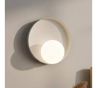 EMIBIG LIGHTING Applique Kido K1, beige, acciaio/vetro, Ø 20 cm EMIBIG LIGHTING