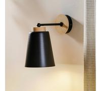 EMIBIG LIGHTING Applique Periot K1 con decorazione in legno, nero EMIBIG LIGHTING