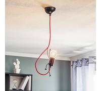 EMIBIG LIGHTING Lampada a sospensione Bobi 1 in nero, cavo rosso, a 1 luce. EMIBIG LIGHTING