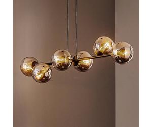 EMIBIG LIGHTING Lampada a sospensione Glassy, a 6 luci, nero, grafite, vetro, 110 cm EMIBIG LIGHTING