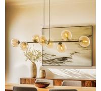 EMIBIG LIGHTING Lampada a sospensione Glassy, a 8 luci, nero, ambra, vetro, E14 EMIBIG LIGHTING
