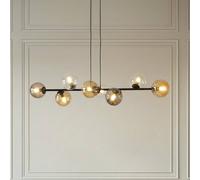 EMIBIG LIGHTING Lampada a sospensione Glassy, a 8 luci, nero, grafite/ambra/trasparente EMIBIG LIGHTING
