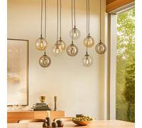 EMIBIG LIGHTING Lampada a sospensione Glassy, a 9 luci, nero, grafite/ambra/trasparente, E14 EMIBIG LIGHTING