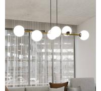 EMIBIG LIGHTING Lampada a sospensione Gravity, bianco opalino/oro/nero, vetro, E14 EMIBIG LIGHTING