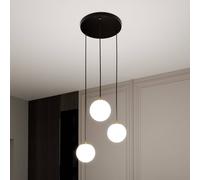 EMIBIG LIGHTING Lampada a sospensione Royal, a 3 luci, bianco opalino/nero, vetro, E14 EMIBIG LIGHTING