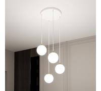 EMIBIG LIGHTING Lampada a sospensione Royal, a 4 luci, bianco opalino/bianco, vetro, E14 EMIBIG LIGHTING
