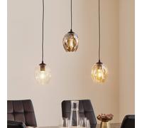 EMIBIG LIGHTING Lampada a sospensione Starla diritta a 3 luci grafite/ambra/trasparente EMIBIG LIGHTING