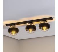 EMIBIG LIGHTING Plafoniera lineare, nero/trasparente, 3 luci EMIBIG LIGHTING