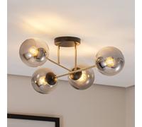 EMIBIG LIGHTING Plafoniera Magnum, a 4 luci, grafite/oro/nero, vetro, E14 EMIBIG LIGHTING