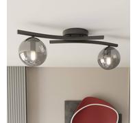 EMIBIG LIGHTING Plafoniera Opus, lunghezza 60 cm, grigio fumo/nero, a 2 luci. EMIBIG LIGHTING