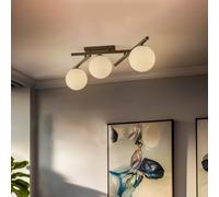 EMIBIG LIGHTING Plafoniere Smart, nero/opale, a 3 luci EMIBIG LIGHTING