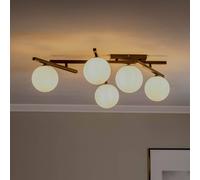 EMIBIG LIGHTING Plafoniere Smart, nero/opale, a 5 luci EMIBIG LIGHTING