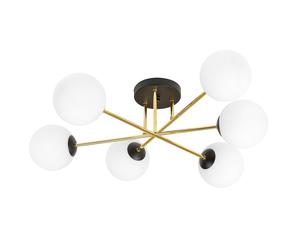 Emibig Magnum lampada da soffitto 6x10 W nero-oro 1233/6