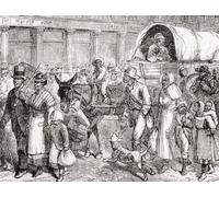 Emigranti afroamericani in viaggio per il Kansas 1879. Erano alcuni dei circa 40 000 persone che facevano parte di quello che è noto come il Movimento Exoduster o l'Esodo del 1879. Hanno lasciato il