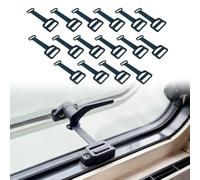 Emiif Supporto per bocchetta di ventilazione per finestre di roulotte, confezione da 16, in plastica nera, per chiavistello standard, lunghezza regolabile da 7 cm e 11 cm, installazione senza attrezzi