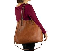 Emila Borsa color cuoio spalla donna grande shopping bag da lavoro ufficio porta documenti giornaliera capiente per tutti i giorni con tracolla