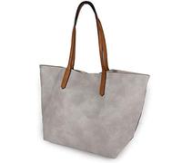 Emila Borsa donna grigia grande shopping bag a spalla capiente con bosello borsellino tracolla tre pezzi 3 shopper giornaliera tutti i giorni da lavoro ufficio viaggio Grigio chiaro