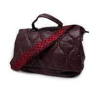 Emila Borsa donna trapunata a mano con tracolla da lavoro ufficio tipo bag messenger postina grande capiente porta documenti shopping shopper ecopelle Bordeaux