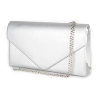 Emila Borsetta argentata elegante cerimonia da donna sera clutch bag pochette borsa piccola a mano busta tracolla catena silver comunioni matrimonio Ecopelle Argento