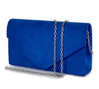 Emila Borsetta blu elettrico scamosciata elegante donna da cerimonia Borsa a mano piccola clutch da sera pochette per ragazza signora party leggera con tracolla in catena Tessuto scamosciato Sky blue