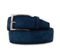 Emila Cinta blu uomo scamosciata cintura camoscio artigianale classica casual 3,5 cm con fibbia per jeans abiti da ragazzo made in italy elegante moda pantaloni sportiva 105 Vera Pelle Blu vienna