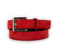 Emila Cintura donna rossa scamosciata da ragazza con fibbia cromata cinta camoscio artigianale 2,5 cm per jeans abiti pantaloni slim sottile senza cuciture made in italy 110 Vera Pelle Rosso