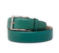 Emila Cintura elegante verde uomo di pelle vitello artigianale made in italy cinta classica elegante casual con cuciture per jeans pantaloni abiti matrimonio da 3,5 cm 110 Vera Pelle Verde acqua