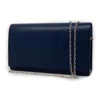 Emila Clutch bag blu a busta Pochette donna cerimonia borsa piccola a mano borsetta con tracolla catena da sera signora matrimonio comunioni Ecopelle Blu