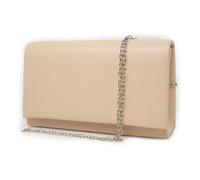 Emila Pochette beige cerimonia clutch bag laminata a busta donna borsa piccola a mano borsetta con tracolla catena da sera signora matrimonio comunioni Ecopelle Beige chiaro