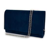Emila Pochette donna blu elegante cerimonia borsa piccola a mano clutch borsetta con tracolla catena da sera signora matrimonio battesimi a busta Tessuto scamosciato Blu