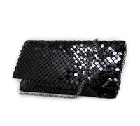 Emila Pochette nera busta a mano con tracolla removibile da donna elegante cerimonia piccola borsa clutch borsetta per ragazza passeggio sera semplice viaggio cellulare trucchi Maglia metallica Nero