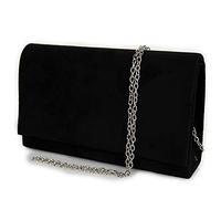 Emila Pochette nera donna elegante cerimonia borsa piccola a mano busta clutch borsetta con tracolla catena da sera signora matrimonio comunioni Tessuto scamosciato Nero
