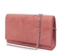Emila Pochette rosa cipria a busta donna elegante cerimonia borsa piccola a mano clutch borsetta con tracolla catena da sera matrimonio battesimi Tessuto scamosciato Rosa cipria